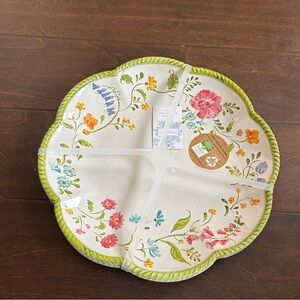 Shabby Chic Set Of 4 Dinner Plates New Floral Scalloped Melamine 10.5” Scalloped